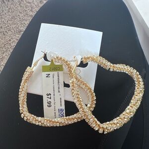 Gold Heart-Shaped Hoop Earrings